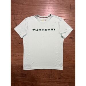 Tunaskin Mens Echo Performance Shirt Mint Green Graphic Tee Size M Recycled Poly